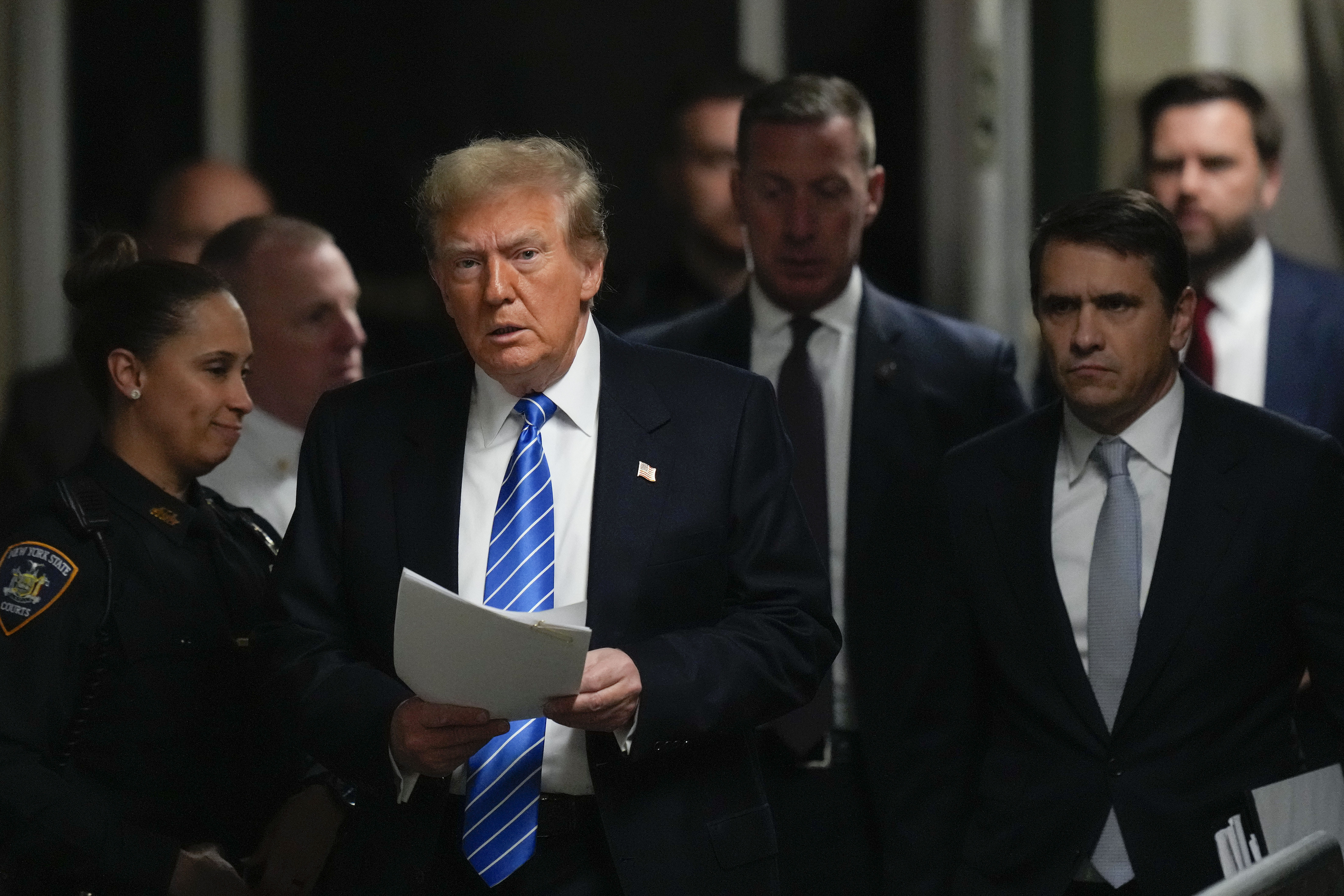 Former President Donald Trump arrives at Manhattan criminal court, Monday, May 13, 2024, in New York. (AP Photo/Seth Wenig, Pool)